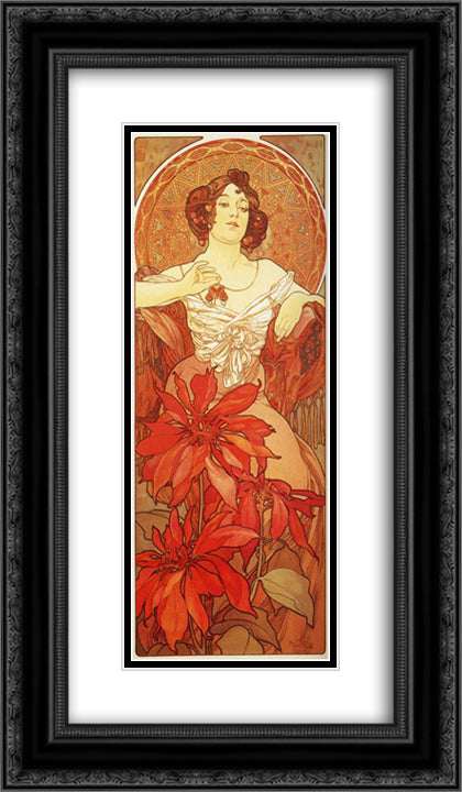 Ruby 14x24 Black Ornate Wood Framed Art Print Poster with Double Matting by Mucha, Alphonse