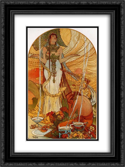 Salammbo 18x24 Black Ornate Wood Framed Art Print Poster with Double Matting by Mucha, Alphonse