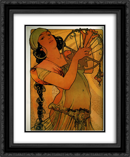 Salome 20x24 Black Ornate Wood Framed Art Print Poster with Double Matting by Mucha, Alphonse