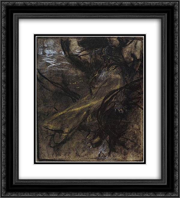 Study of Figures 20x22 Black Ornate Wood Framed Art Print Poster with Double Matting by Mucha, Alphonse