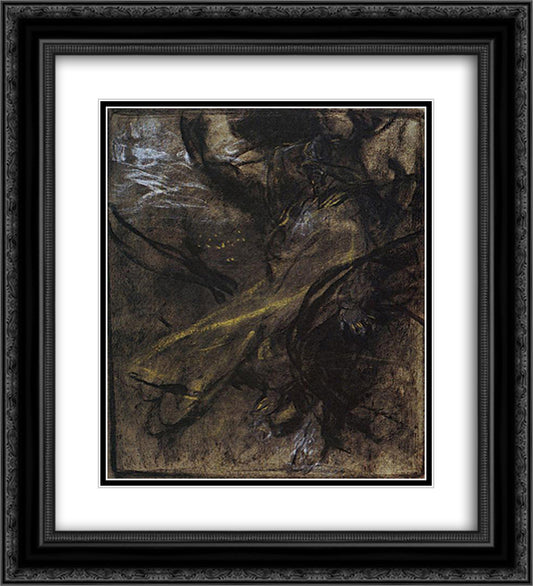 Study of Figures 20x22 Black Ornate Wood Framed Art Print Poster with Double Matting by Mucha, Alphonse