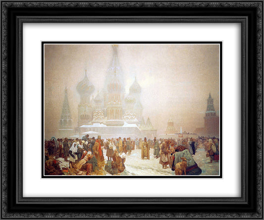 The Abolition of Serfdom in Russia 24x20 Black Ornate Wood Framed Art Print Poster with Double Matting by Mucha, Alphonse