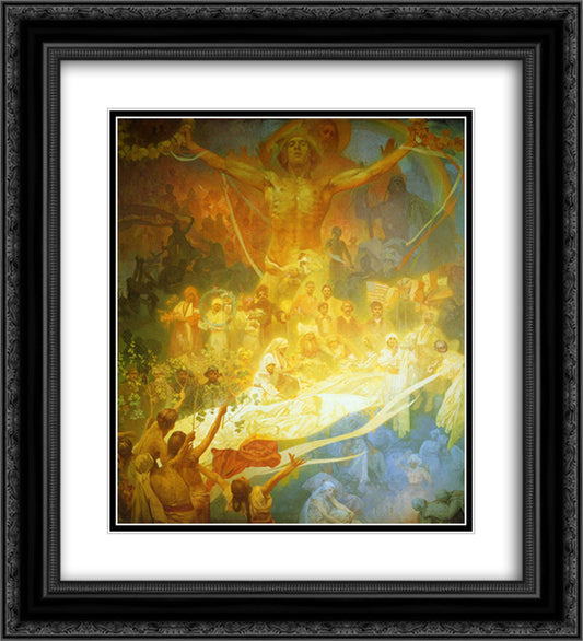 The Apotheosis of the Slavs 20x22 Black Ornate Wood Framed Art Print Poster with Double Matting by Mucha, Alphonse