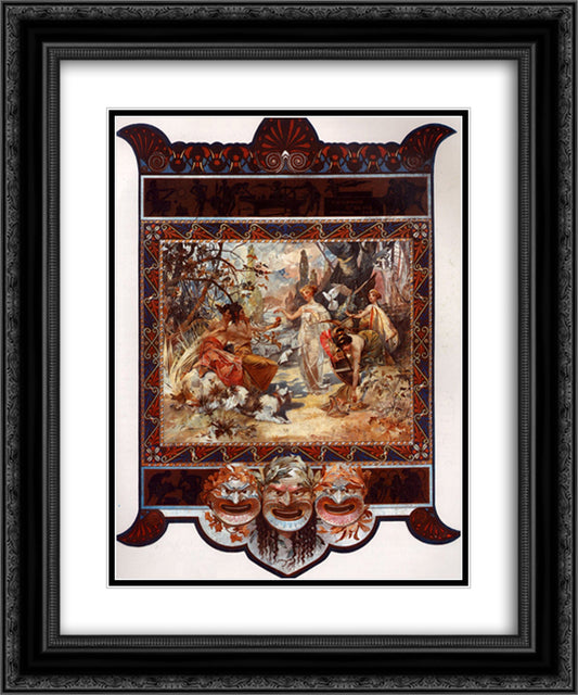 The Judgement of Paris 20x24 Black Ornate Wood Framed Art Print Poster with Double Matting by Mucha, Alphonse
