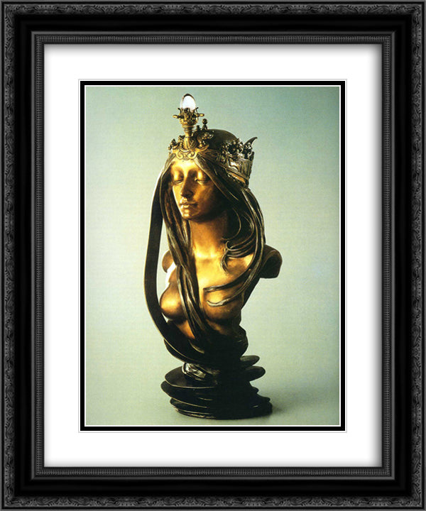 The Nature 20x24 Black Ornate Wood Framed Art Print Poster with Double Matting by Mucha, Alphonse