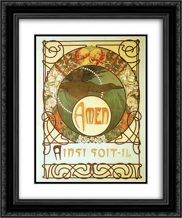 The Pater 20x24 Black Ornate Wood Framed Art Print Poster with Double Matting by Mucha, Alphonse