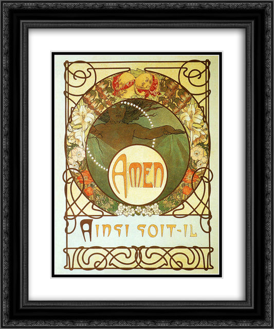 The Pater 20x24 Black Ornate Wood Framed Art Print Poster with Double Matting by Mucha, Alphonse