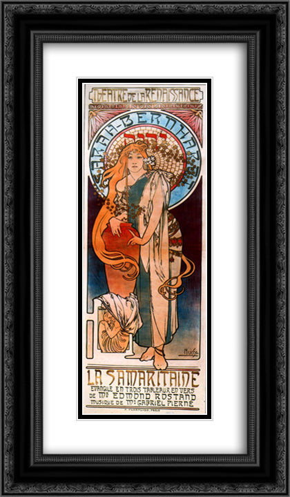 The Samaritan 14x24 Black Ornate Wood Framed Art Print Poster with Double Matting by Mucha, Alphonse
