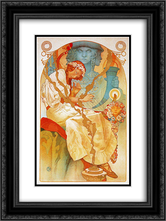 The Slav Epic 18x24 Black Ornate Wood Framed Art Print Poster with Double Matting by Mucha, Alphonse