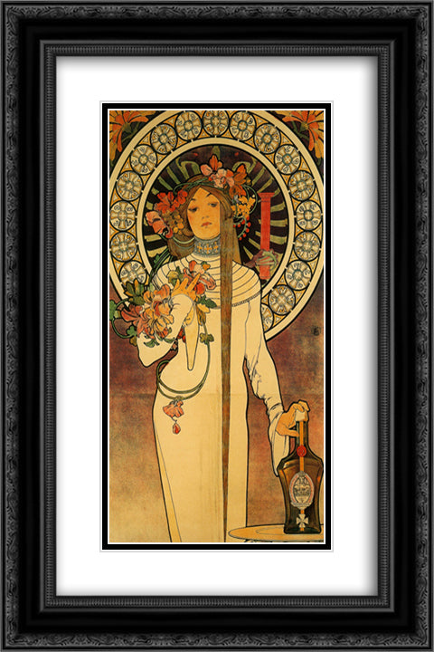 The Trappistine 16x24 Black Ornate Wood Framed Art Print Poster with Double Matting by Mucha, Alphonse