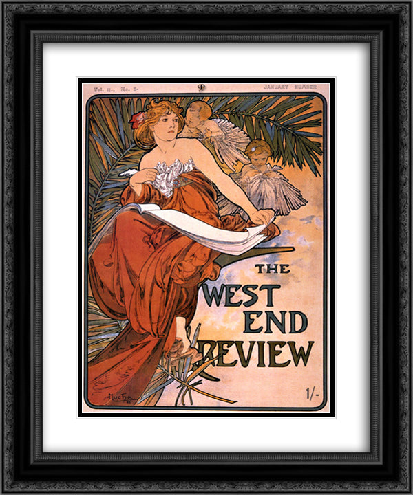 The west end review 20x24 Black Ornate Wood Framed Art Print Poster with Double Matting by Mucha, Alphonse