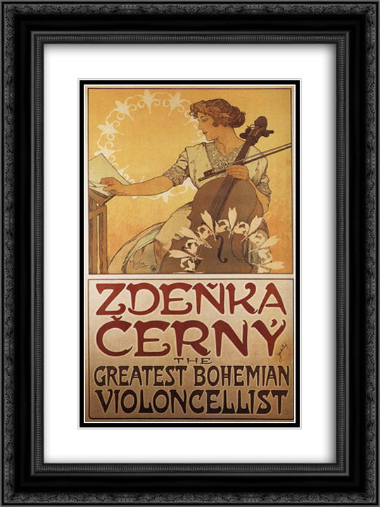 Zdenka Cerny 18x24 Black Ornate Wood Framed Art Print Poster with Double Matting by Mucha, Alphonse
