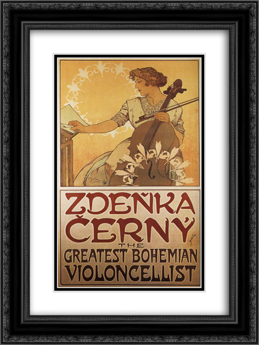 Zdenka Cerny 18x24 Black Ornate Wood Framed Art Print Poster with Double Matting by Mucha, Alphonse