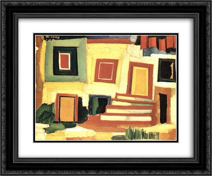 A clear house 24x20 Black Ornate Wood Framed Art Print Poster with Double Matting by Souza Cardoso, Amadeo de