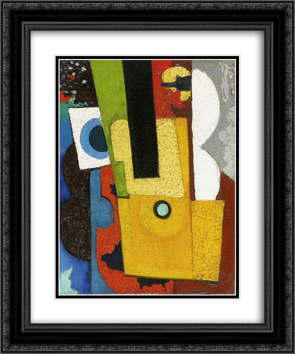 Composition with guitar 20x24 Black Ornate Wood Framed Art Print Poster with Double Matting by Souza Cardoso, Amadeo de