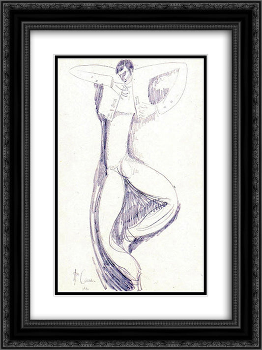 Dancer 18x24 Black Ornate Wood Framed Art Print Poster with Double Matting by Souza Cardoso, Amadeo de