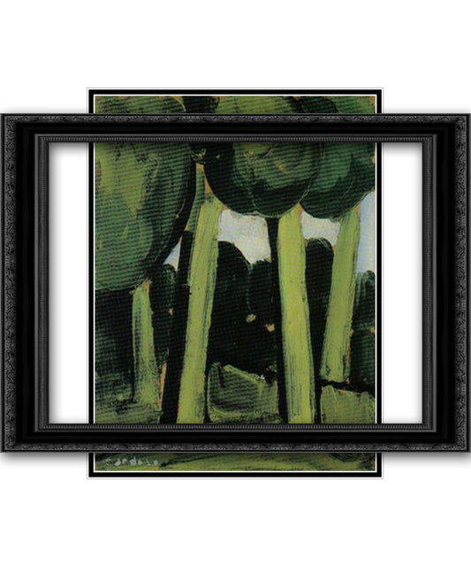 Green Landscape 20x24 Black Ornate Wood Framed Art Print Poster with Double Matting by Souza Cardoso, Amadeo de