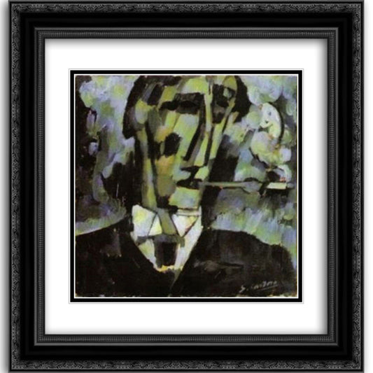 Grief. Head. Boquilha 20x20 Black Ornate Wood Framed Art Print Poster with Double Matting by Souza Cardoso, Amadeo de