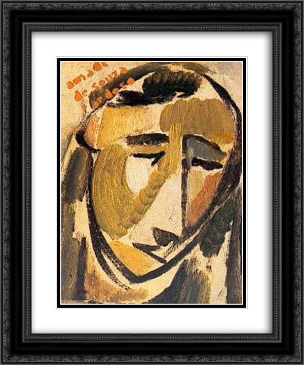 Head 20x24 Black Ornate Wood Framed Art Print Poster with Double Matting by Souza Cardoso, Amadeo de