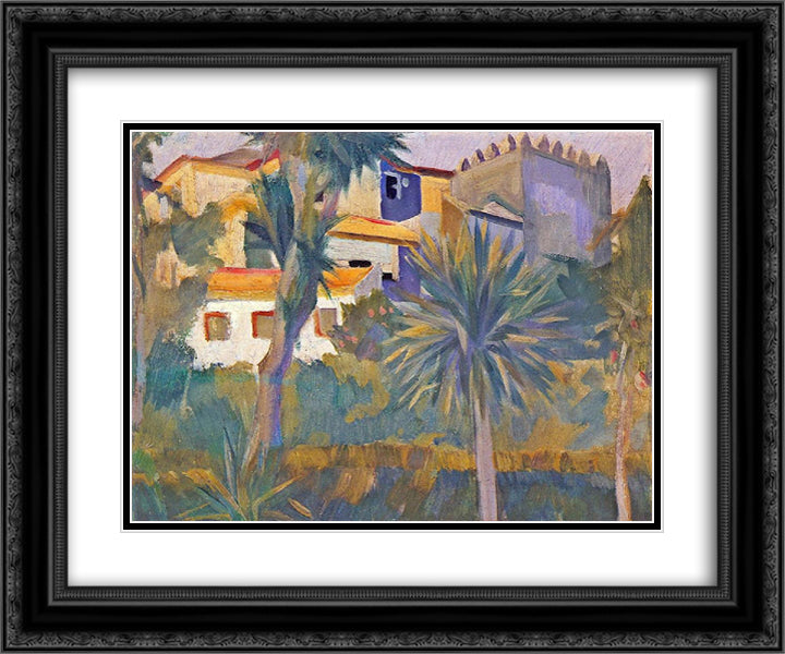 House Manhufe 24x20 Black Ornate Wood Framed Art Print Poster with Double Matting by Souza Cardoso, Amadeo de