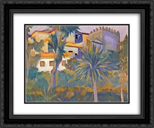 House Manhufe 24x20 Black Ornate Wood Framed Art Print Poster with Double Matting by Souza Cardoso, Amadeo de