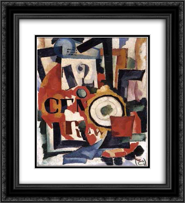 Interior expression of things 1915 20x22 Black Ornate Wood Framed Art Print Poster with Double Matting by Souza Cardoso, Amadeo de