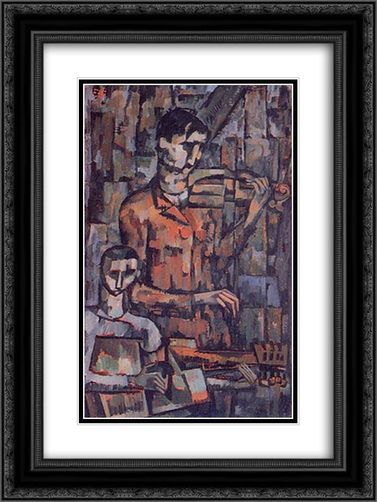 Life of instruments 1916 18x24 Black Ornate Wood Framed Art Print Poster with Double Matting by Souza Cardoso, Amadeo de