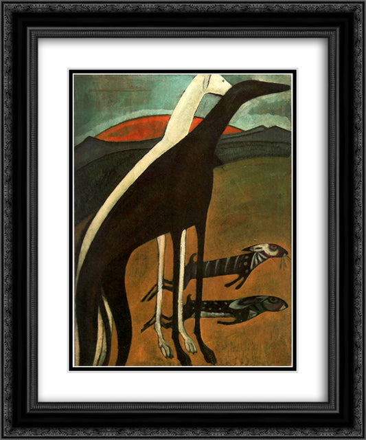 Os galgos 20x24 Black Ornate Wood Framed Art Print Poster with Double Matting by Souza Cardoso, Amadeo de