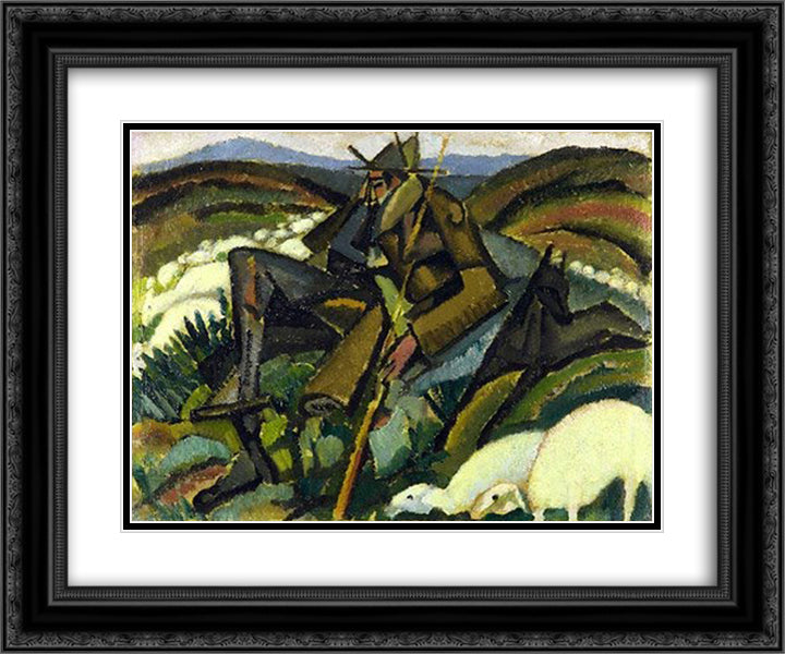 Sheperd 24x20 Black Ornate Wood Framed Art Print Poster with Double Matting by Souza Cardoso, Amadeo de