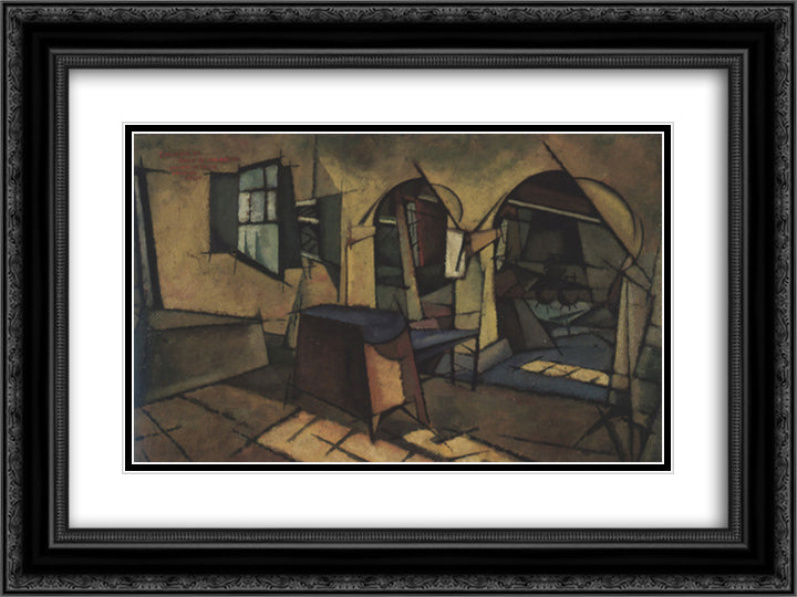 The kitchen in the house Manhaus 24x18 Black Ornate Wood Framed Art Print Poster with Double Matting by Souza Cardoso, Amadeo de