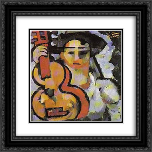 Ukulele 20x20 Black Ornate Wood Framed Art Print Poster with Double Matting by Souza Cardoso, Amadeo de