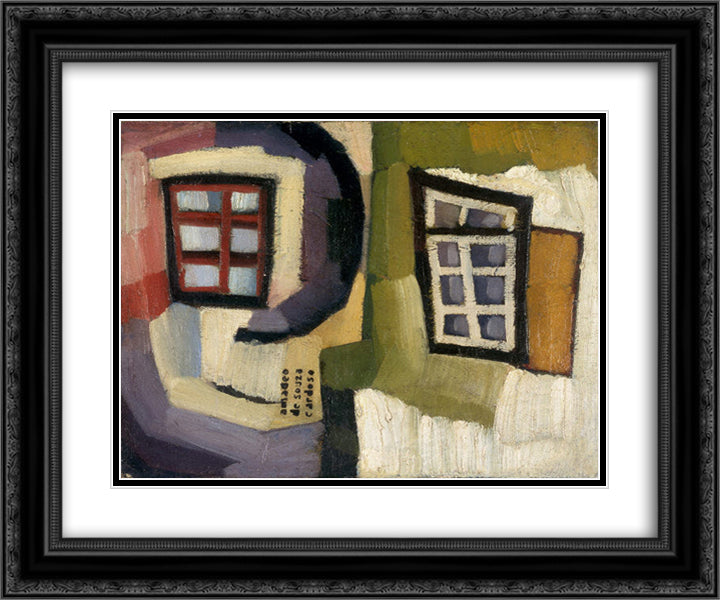 Windows of a fisherman 24x20 Black Ornate Wood Framed Art Print Poster with Double Matting by Souza Cardoso, Amadeo de