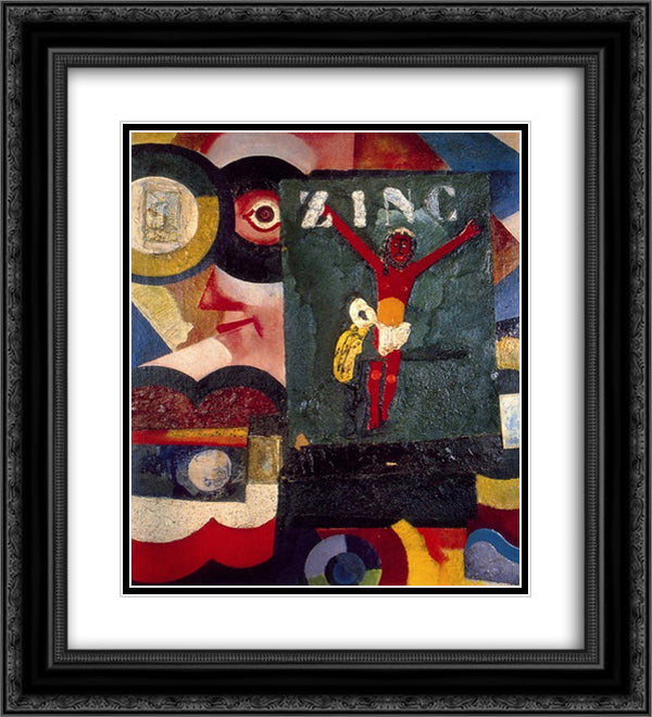 Zinc 20x22 Black Ornate Wood Framed Art Print Poster with Double Matting by Souza Cardoso, Amadeo de