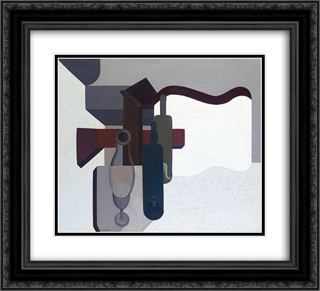 Composition II 22x20 Black Ornate Wood Framed Art Print Poster with Double Matting by Ozenfant, Amedee