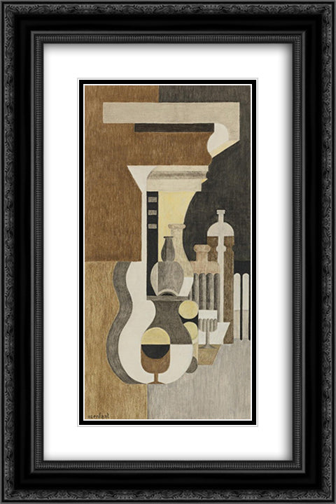 Composition puriste 16x24 Black Ornate Wood Framed Art Print Poster with Double Matting by Ozenfant, Amedee