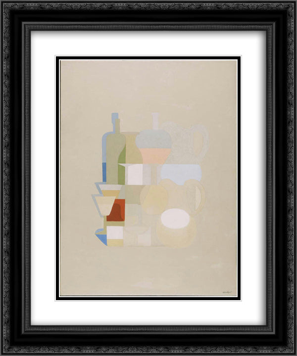 Nacres 20x24 Black Ornate Wood Framed Art Print Poster with Double Matting by Ozenfant, Amedee