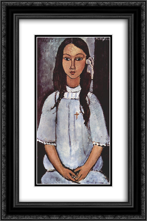 Alice 16x24 Black Ornate Wood Framed Art Print Poster with Double Matting by Modigliani, Amedeo