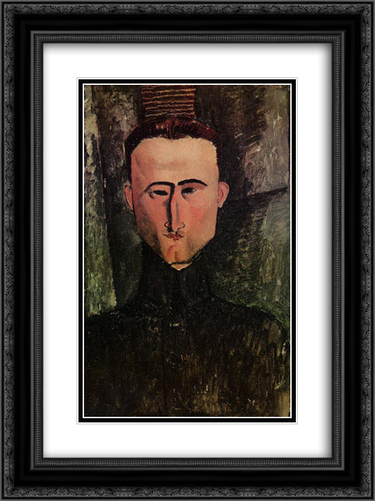 Andre Rouveyre 18x24 Black Ornate Wood Framed Art Print Poster with Double Matting by Modigliani, Amedeo