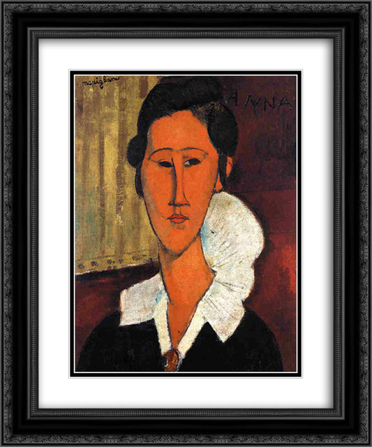 Anna (Hanka) Zborowska 20x24 Black Ornate Wood Framed Art Print Poster with Double Matting by Modigliani, Amedeo