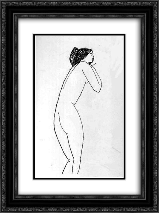 Anna Akhmatova 18x24 Black Ornate Wood Framed Art Print Poster with Double Matting by Modigliani, Amedeo