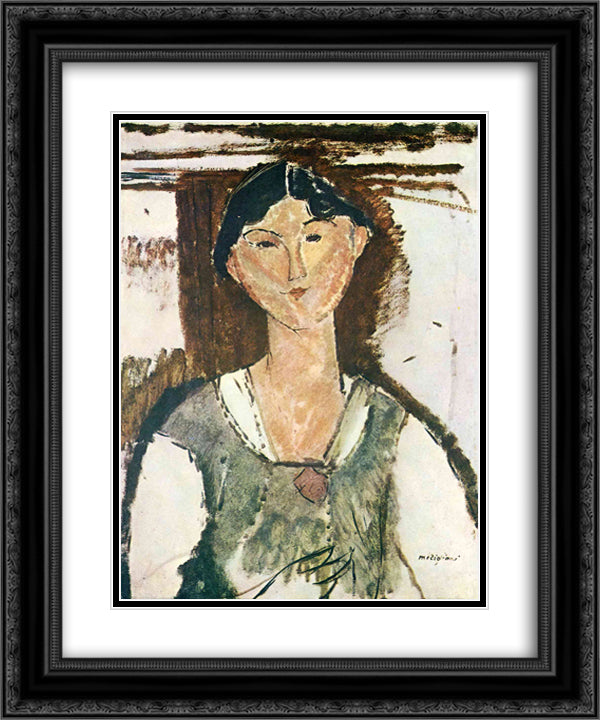 Beatrice Hastings 20x24 Black Ornate Wood Framed Art Print Poster with Double Matting by Modigliani, Amedeo