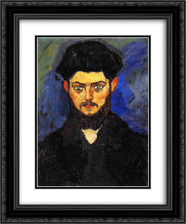 Maurice Drouard 20x24 Black Ornate Wood Framed Art Print Poster with Double Matting by Modigliani, Amedeo