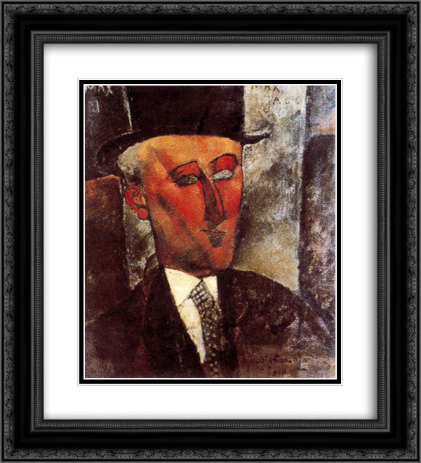 Max Jacob 20x22 Black Ornate Wood Framed Art Print Poster with Double Matting by Modigliani, Amedeo