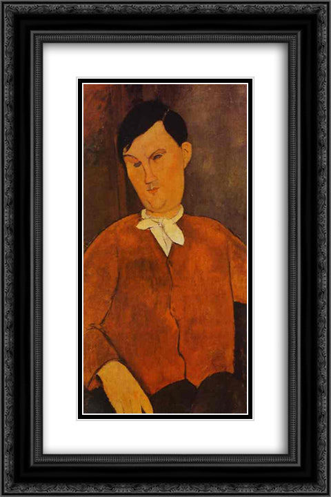 Monsier Deleu 16x24 Black Ornate Wood Framed Art Print Poster with Double Matting by Modigliani, Amedeo