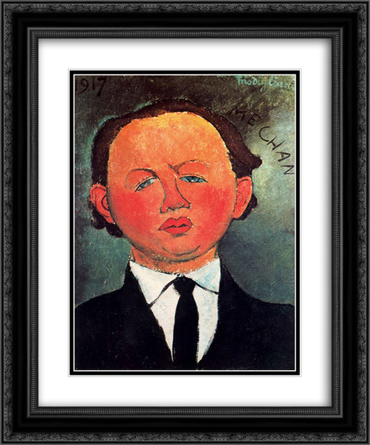 Oscar Miestchaninoff 20x24 Black Ornate Wood Framed Art Print Poster with Double Matting by Modigliani, Amedeo