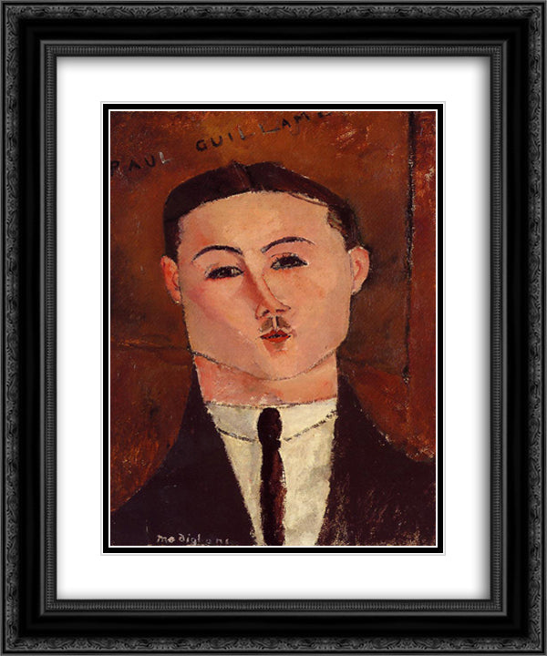 Paul Guillaume 20x24 Black Ornate Wood Framed Art Print Poster with Double Matting by Modigliani, Amedeo