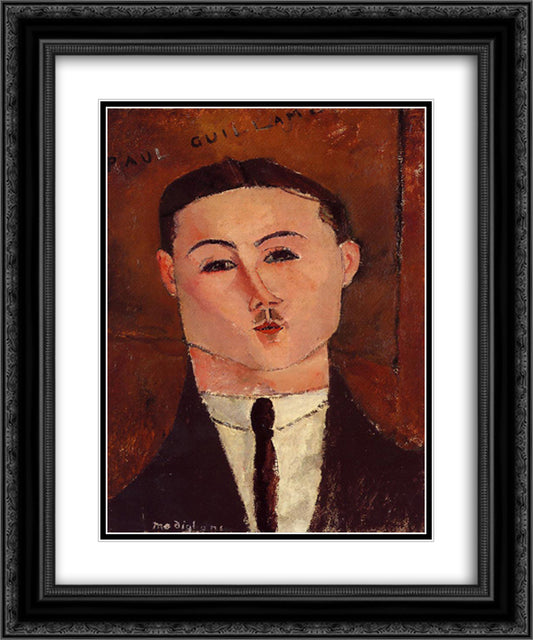 Paul Guillaume 20x24 Black Ornate Wood Framed Art Print Poster with Double Matting by Modigliani, Amedeo