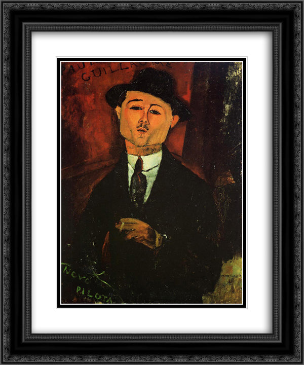 Paul Guillaume 20x24 Black Ornate Wood Framed Art Print Poster with Double Matting by Modigliani, Amedeo