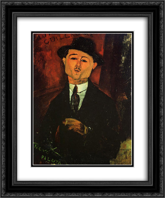 Paul Guillaume 20x24 Black Ornate Wood Framed Art Print Poster with Double Matting by Modigliani, Amedeo