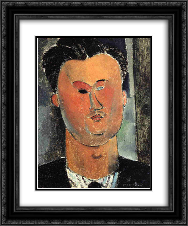 Pierre Reverdy 20x24 Black Ornate Wood Framed Art Print Poster with Double Matting by Modigliani, Amedeo